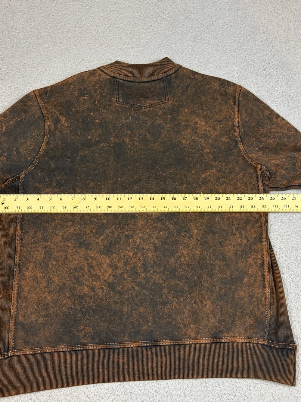 32 Bar Blues Henley Sweatshirt Men's XL Washed Brown Crewneck Heavy - Picture 9 of 9